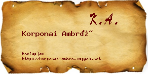 Korponai Ambró névjegykártya